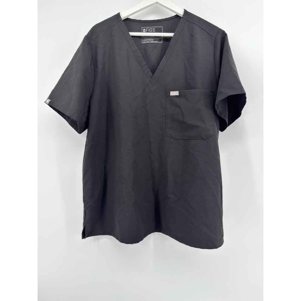 FIGS Technical Collection Black V-Neck Scrub Top XXL Leon One-Pocket Scrub